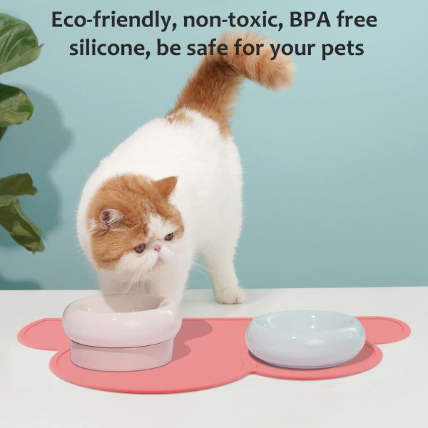Силиконовый коврик для кормления домашних животных Коврик для кошек для собак с поднятым краем Противоскользящий водонепроницаемый коврик для домашних животных Коврик для кормления домашних животных