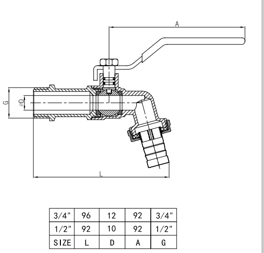 Nickel Plated Brass Bibcock Valve 1.6 Mpa Garden Hose Valve