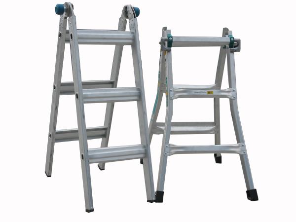 1.2*1.5mm Foldable Aluminium Ladder , Aluminium Telescopic Ladder With Wheel