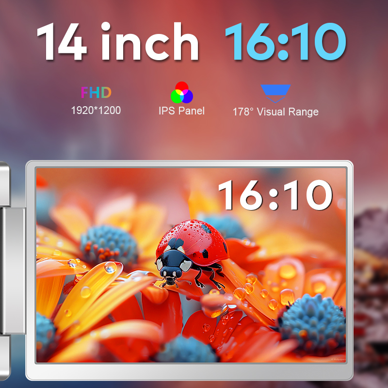 14 Inch 1200P FHD IPS Desktop Triple Monitor With Universal Compatibility for Laptop Use
