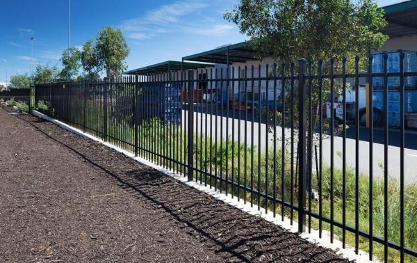 Black powder coated spear top galvanised tubular metal fence