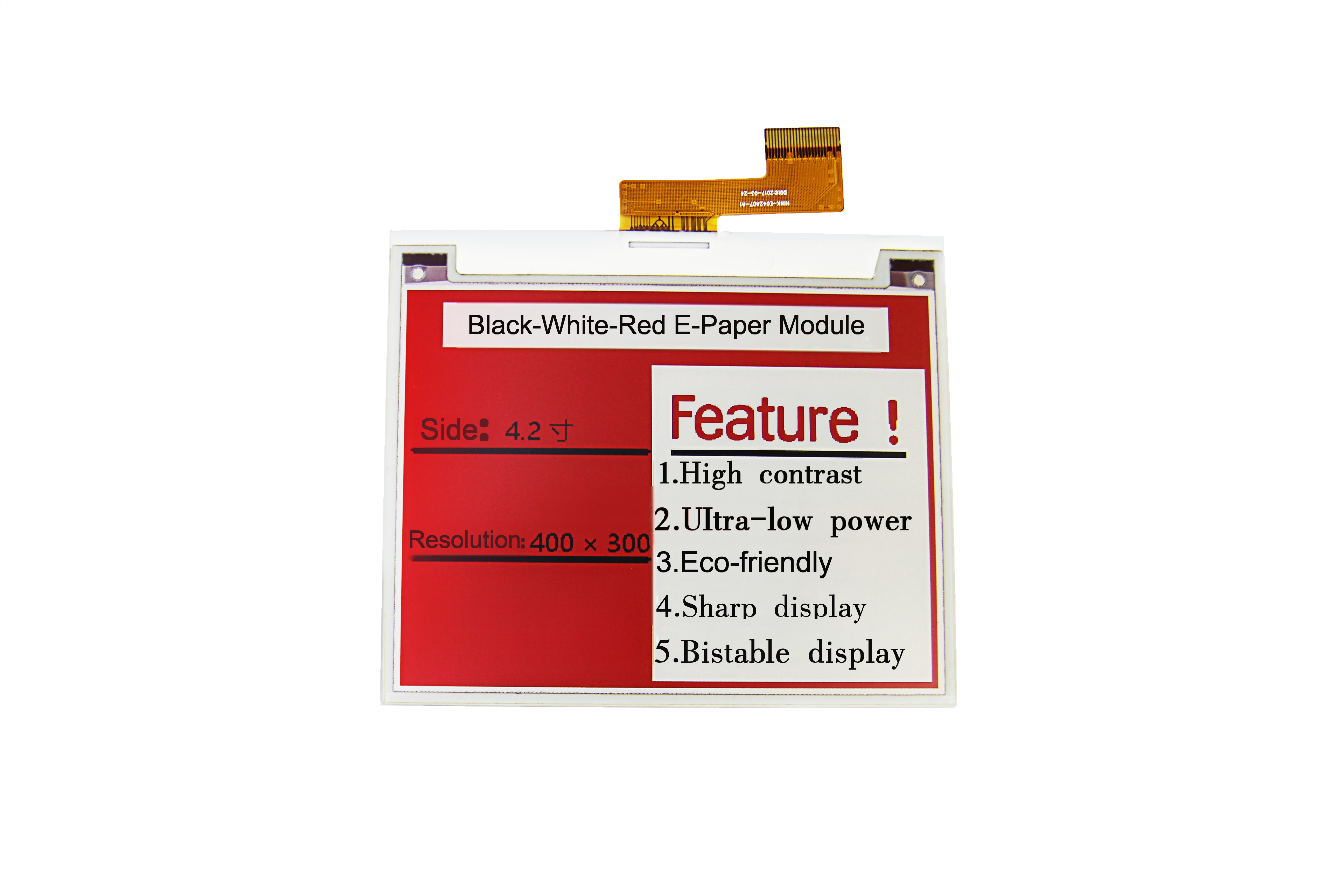 4.2 Inch E-paper Display 400*300 Resolution 24pin Low Power Consumption E-Ink