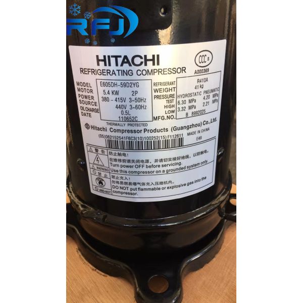 Low Sound Hitachi Scroll Compressor E605DH-59C2YG 8-26KW Direct Suction Less Preheating