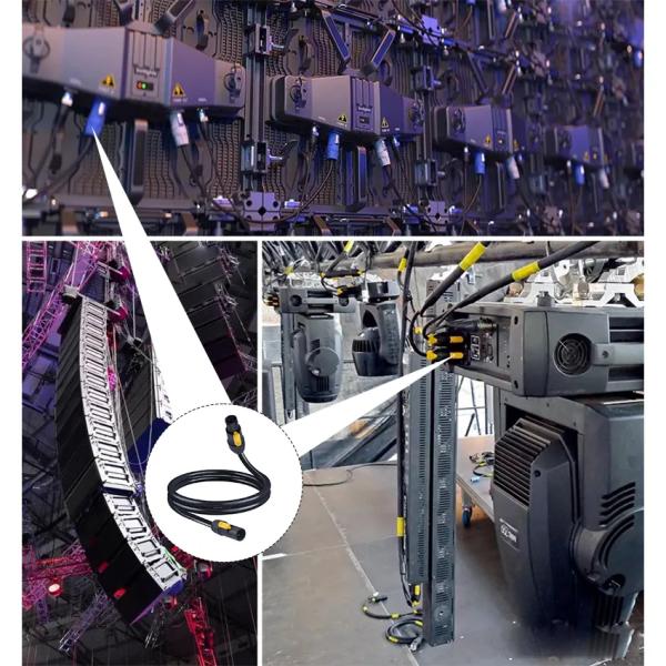 Cordon de rallonge d'alimentation jaune à verrouillage pour éclairage de scène 14AWG