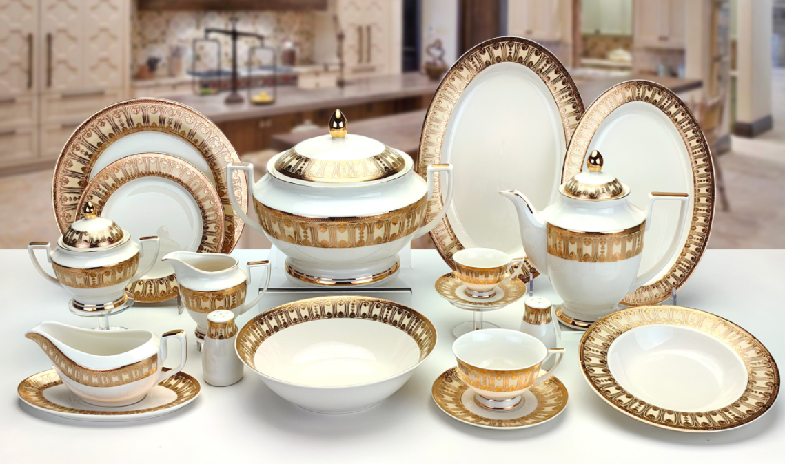 66 Pcs Full Gold  Egypt/Middle East  Dinner Set (Real Gold Dinner Set )