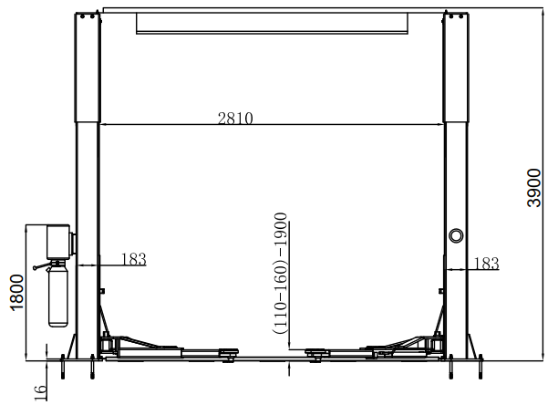 Lift Height 74.8'' 2 Post Hoist Clear Floor Single Side Lock Release