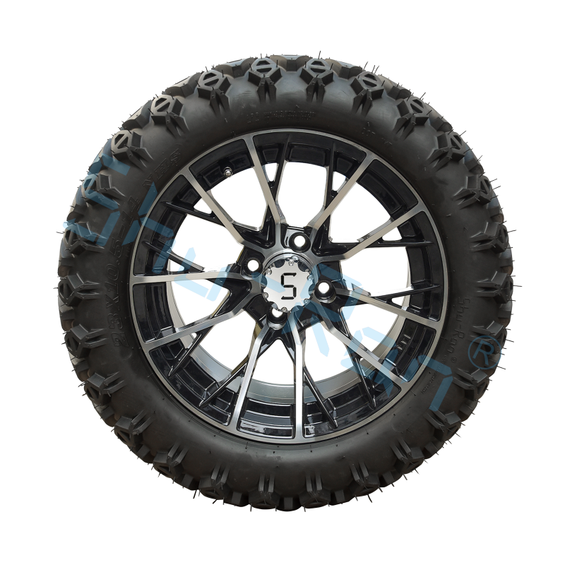 Exclusive Golf Cart Machined Glossy Black Wheel 14inch Tire with Rim for Golf Carts