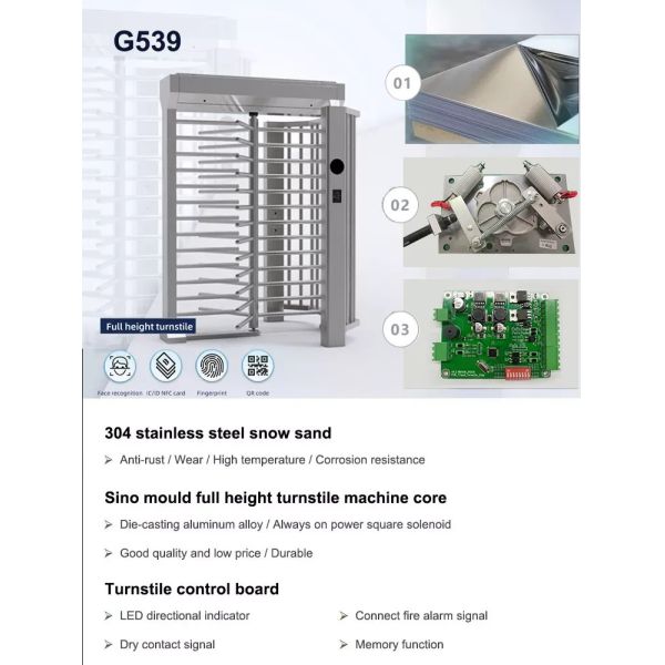 Top Grade Durable Tested Access Control Full Height Turnstile Gate For High-Risk Facilities