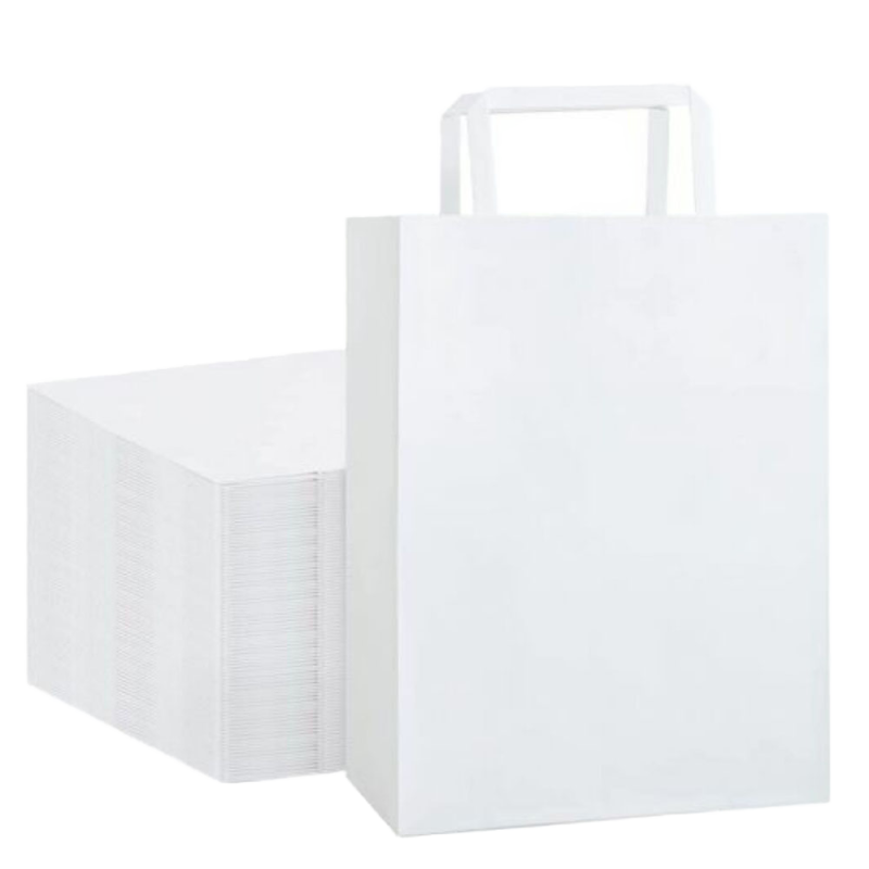 Custom Logo Color Wholesale Disposable Flat Handle Kraft Carrier Paper Bag Premium Bags With Flat Handle For Shopping Craft&Gift