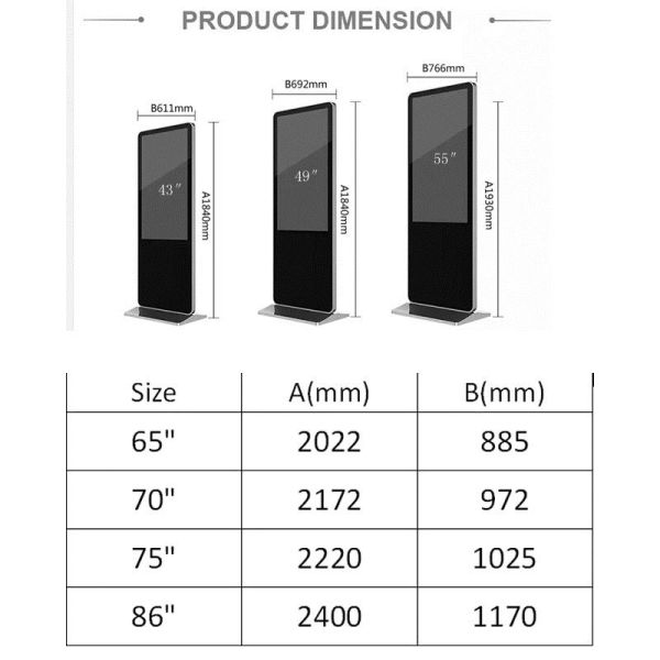 65 медиа-проигрыватель бесплатной загрузки полный ХД Вифи 4Г Синьяге цифров стойки пола дюйма 1080П ЛКД