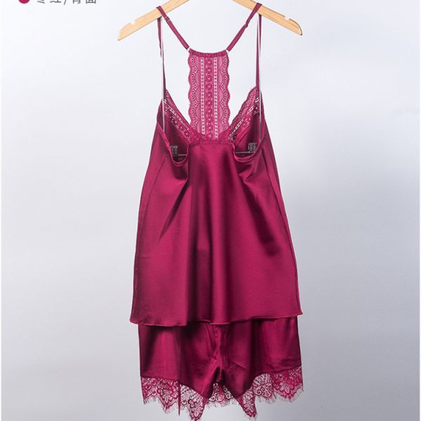Soft Breathable Satin Silk Short Lace Pajamas Set - QUICK DRY