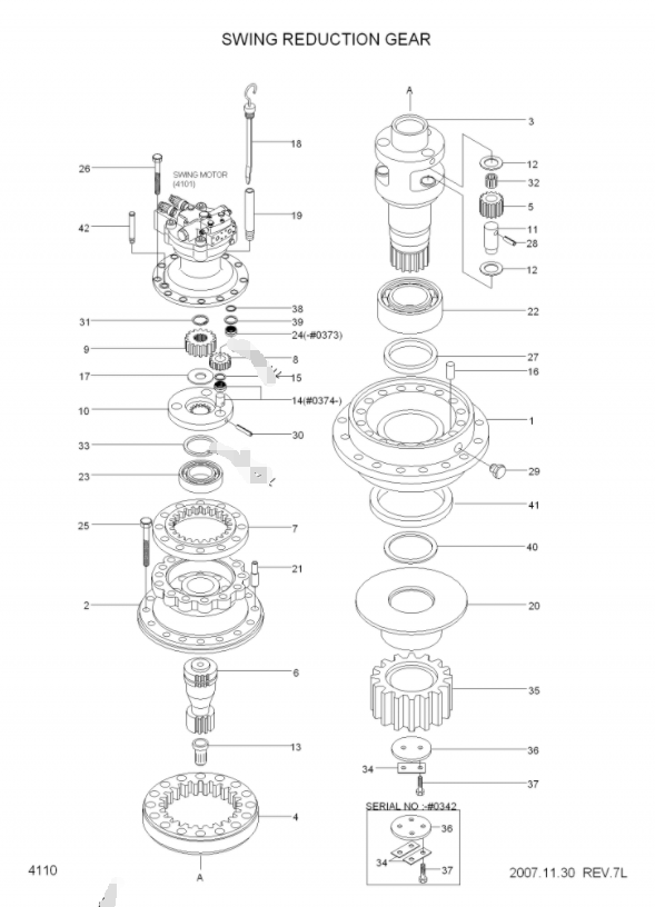 Коробка передач Slewing коробки передач 31E9-01050 качания экскаватора R290-7