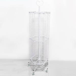 Supermarket Metal Mesh Shelves Rotating Heavy Duty Shelving On Casters 134cm