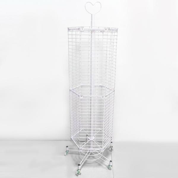 Supermarket Metal Mesh Shelves Rotating Heavy Duty Shelving On Casters 134cm