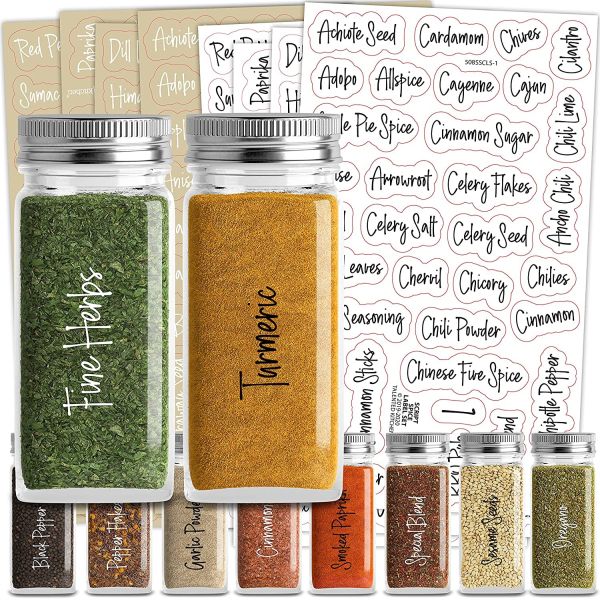 Preprinted Jar Spice Label Stickers Glass Seasoning Bottle Labels