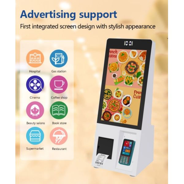 21.5 Inch POS Terminal Holder Desktop Kfc McDonald Food Self Service POS Kiosk