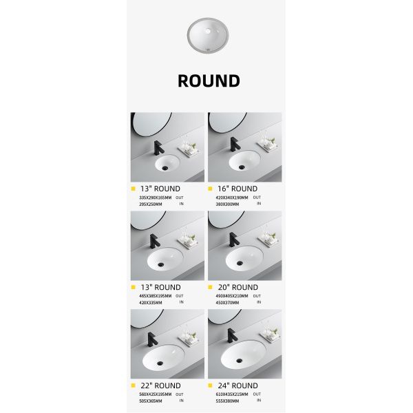 10L-15L Oval Round Bathroom Inset Basin With Overflow Household Hotel Used