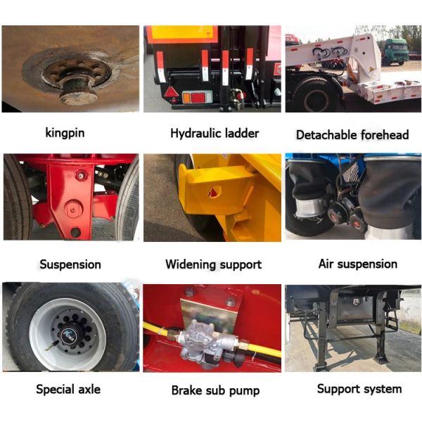 Высококачественный прицеп с низким покрытием транспорта тяжелая машина с низким покрытием грузовик полуприцеп с механической лестницей