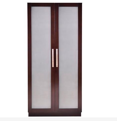 2 Door Wooden Hotel Room Wardrobe With Drawers Inside , Walnut Veneer
