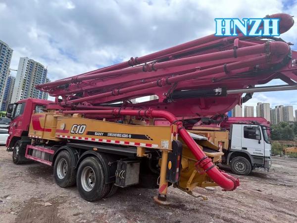 Second Hand Heavy Equipment For Construction 2021 Year Sany 43M Small Size Concrete Pump Truck With Sany Chassis For Sale In China