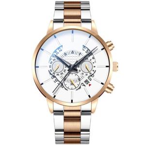 43mm Quartz Stainless Steel Watch 3ATM Two Tone Quartz Watch Multi Functional