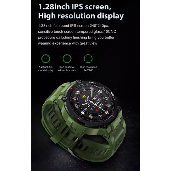 IP67 Waterproof Pressure Oxgen Tracking Sports Smartwatch With 1.28 Inch Screen
