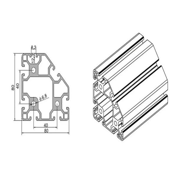 Anodized Aluminium Extrusion Profile OEM 6061 6063 Construction System