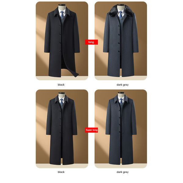 Зимняя мода LCBZ Мужское платье с капюшоном с кашемирной подкладкой и рукавами из руна