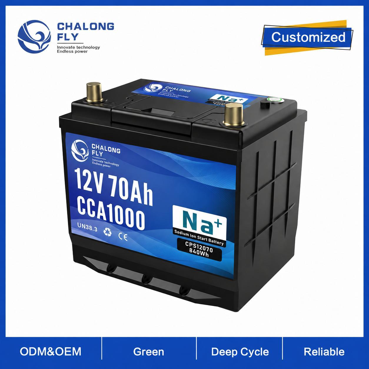 12V 70Ah 1000CCA Sodium-Ion Car Battery for Passenger Cars and Urban Fleets