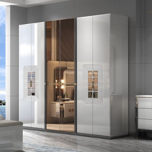 High Quality Modern Double Wooden Frame King Size Bed Wood Lighted Headboard Master Room Luxury Full Bedroom Furniture Set