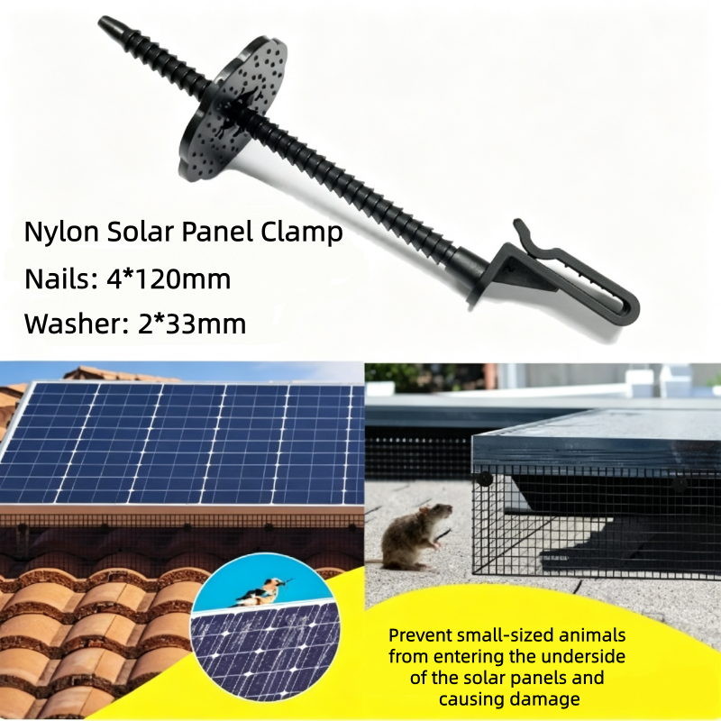 Nylon J‑shaped hooks with locking plates for fixing solar‑panel bird‑proof netting