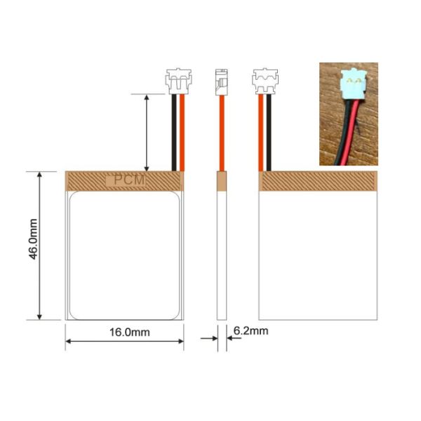 UNEMETECH 3.7V 450mAh Липо аккумулятор 621644 для электронной ручки