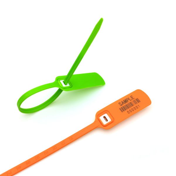 High Tensile Strength Clothing Custom Logo Plastic Seal Tags with Metal Insert US-PS300FT