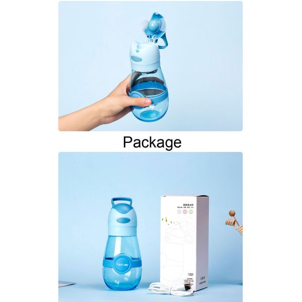 Plastic shaker outdoor sports water cup with mini fan 400ml