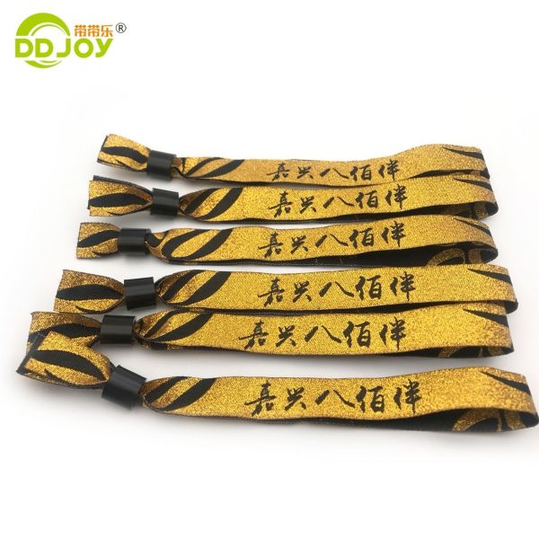 Customize Logo Event Festival Ribbon Satin Woven Bracelet Fabric Wristband with Artwork