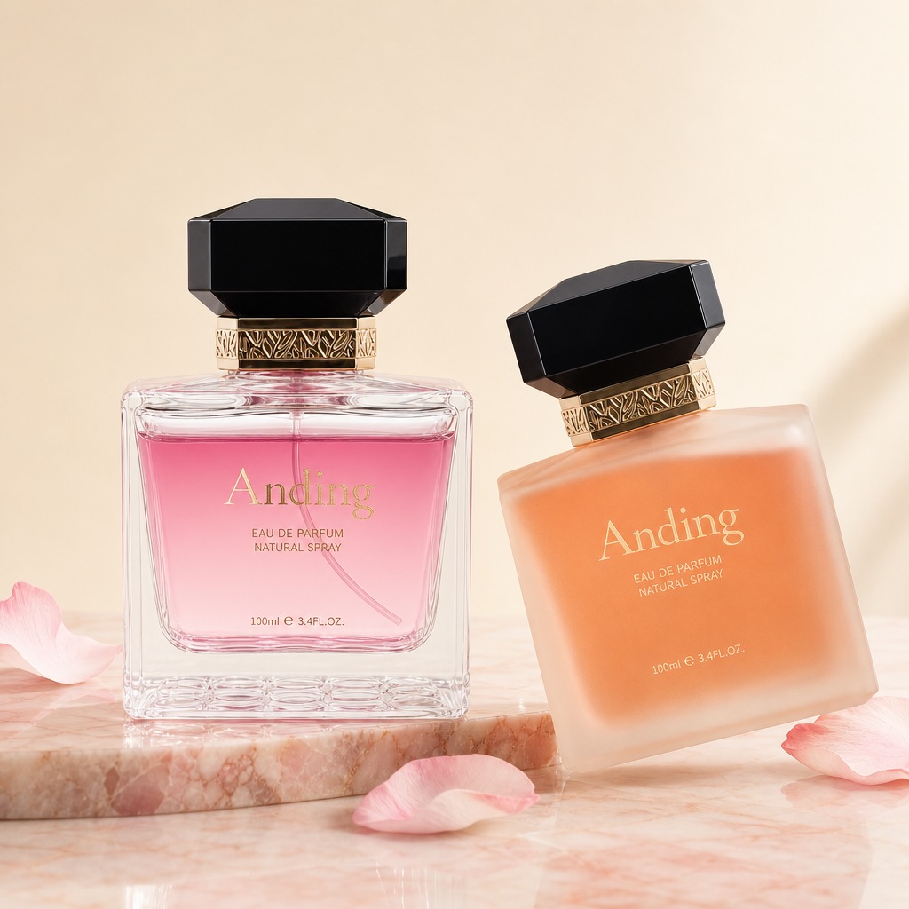Glass Perfume Bottles 100ml Square Empty Faceted Cap Spray Crimp Neck