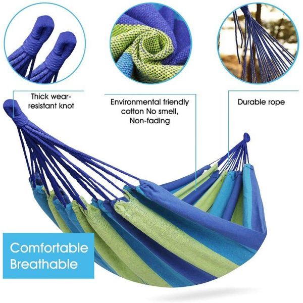 80-200 kg Weight Capacity Portable Camping Hammock Customized Request for Cotton Canvas