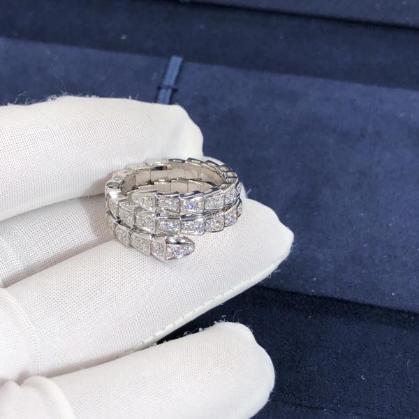 Elegant  18K Gold  2 Row Diamonds Serpenti Viper Ring Diamond Ring Yellow Gold White Gold