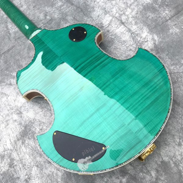 2020 Custom Semi-Hollow High Quality Green Customizable Logo and Shape Electric Guitar