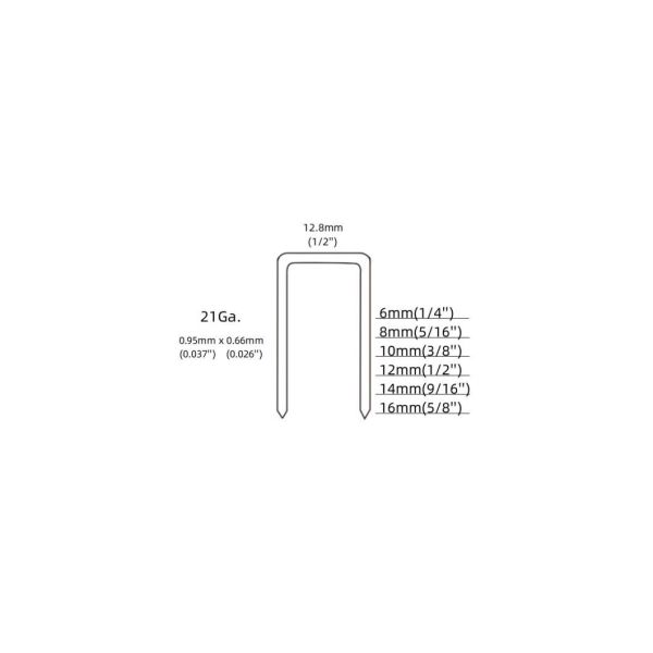 ANSI Standard Fine Crown Staple 21 Gauge 9/16 Crown 14mm 8014 для украшения мебели