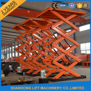 Warehouse or Home Stationary Hydraulic Scissor Lift Cargo Scissor Lift , Orange Blue