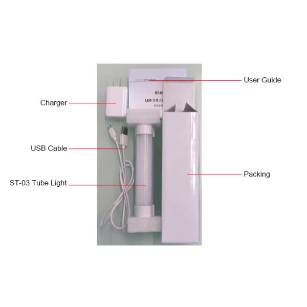 2W 6500K Portable Emergency Light Tube Warming Light Magnet Base Design