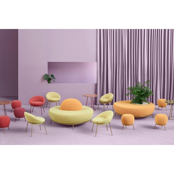 Orange Fabric Fully Upholstered Dining Chairs , Drop Shape Nest Low Easy Chair