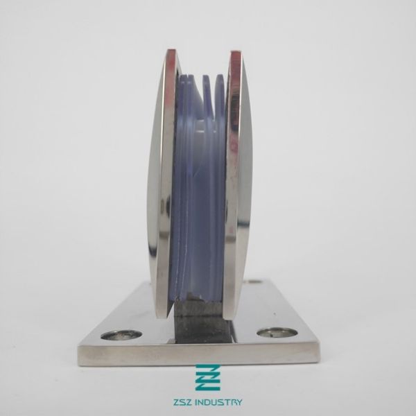 Mirror Polish Stainless Steel Glass Door Hinges Half Open Flat Shape W55mm X H90mm