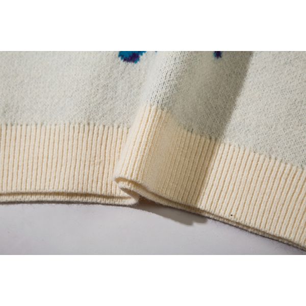 Men's Sunflower Custom V-neck Pullovers Sweater Knitted Vest Sleeveless Jacquard Jumpers