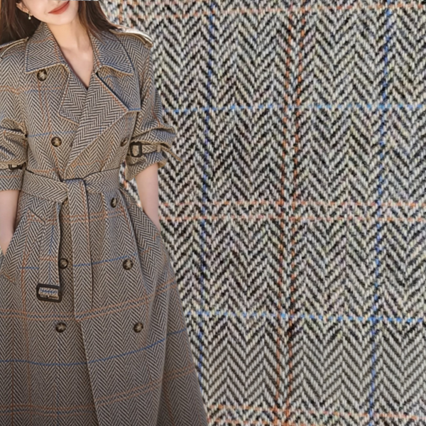 210 GSM 50% Wool 50% Polyester Suit Fabric with Invisible Check for Premium Tailoring