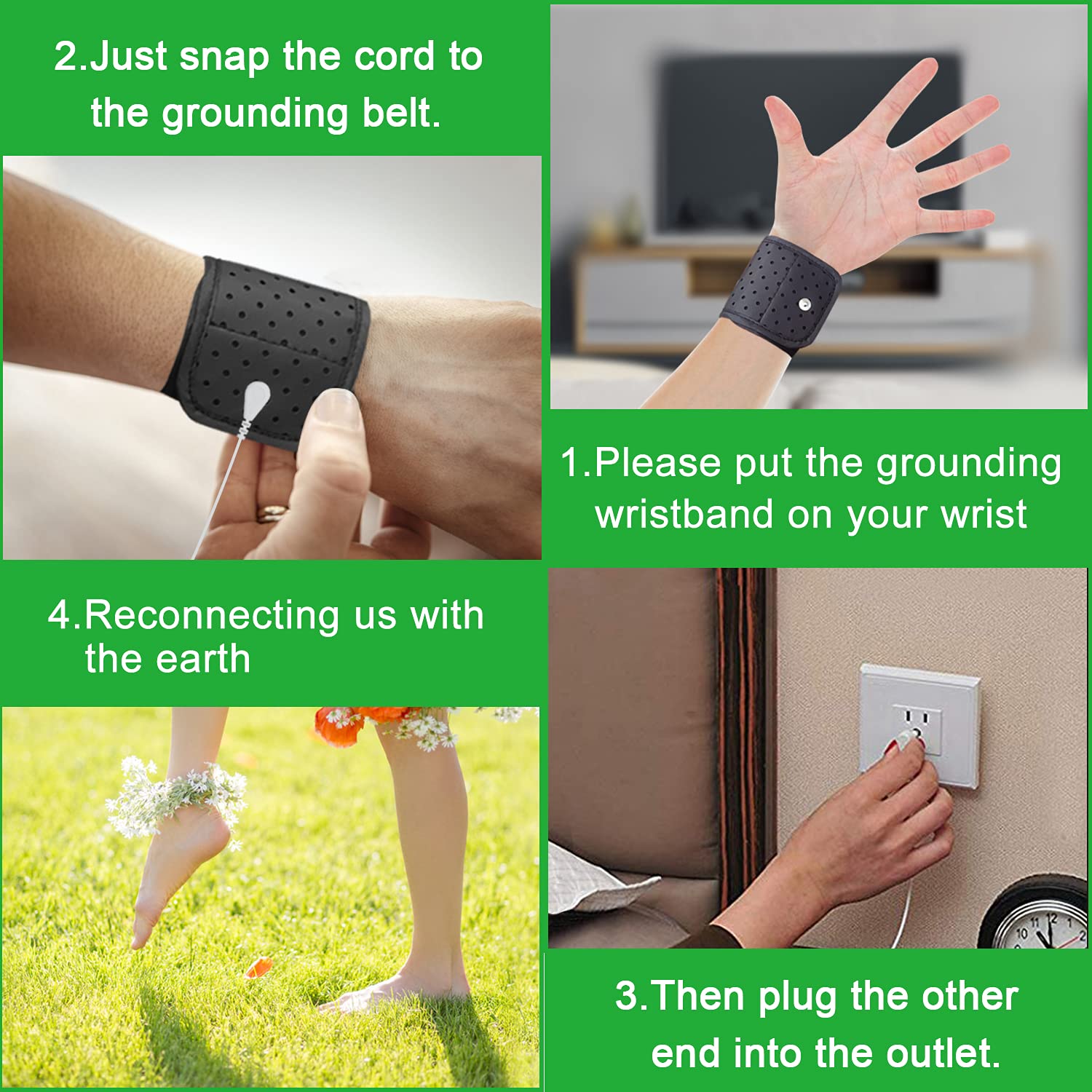 Grounding Hand Strap PU Leather Conductive Wrist Brand Anti-static Has Plug Adapter + Cable Set