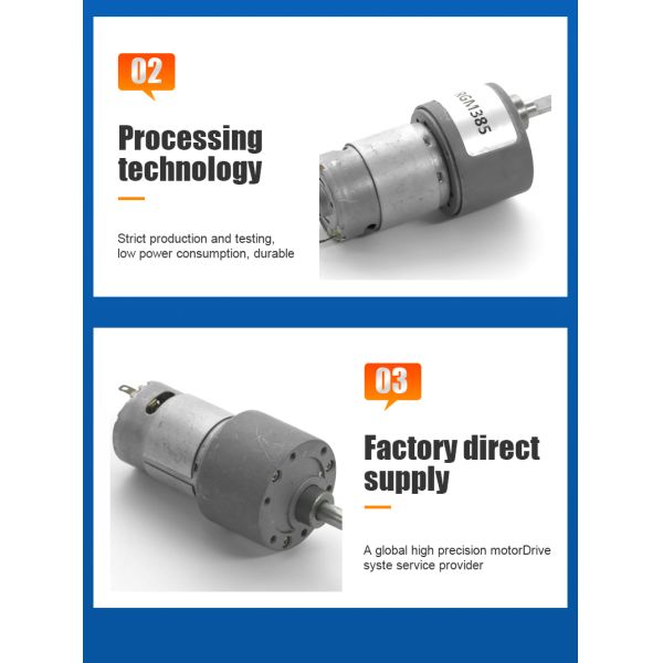 37mm Gear Box with 385 395 Motors High Speed 2-300 Rpm 12V 24V DC Spur Gear Motor