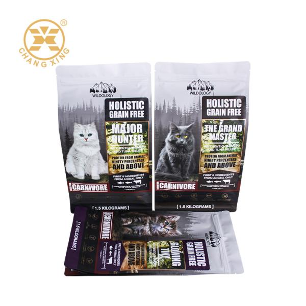 5 kg 10 kg 15 kg 20 kg Sac en plastique à fermeture à glissière pour chien, chat et animal de compagnie Sac d'emballage alimentaire debout Sac à fond plat Pour l'alimentation des animaux de compagnie