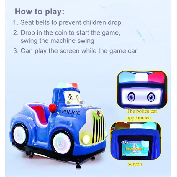 Children Police Car Swing Ride Machine for Theme Park Indoor Preschool Playground
